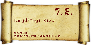 Tarjányi Riza névjegykártya